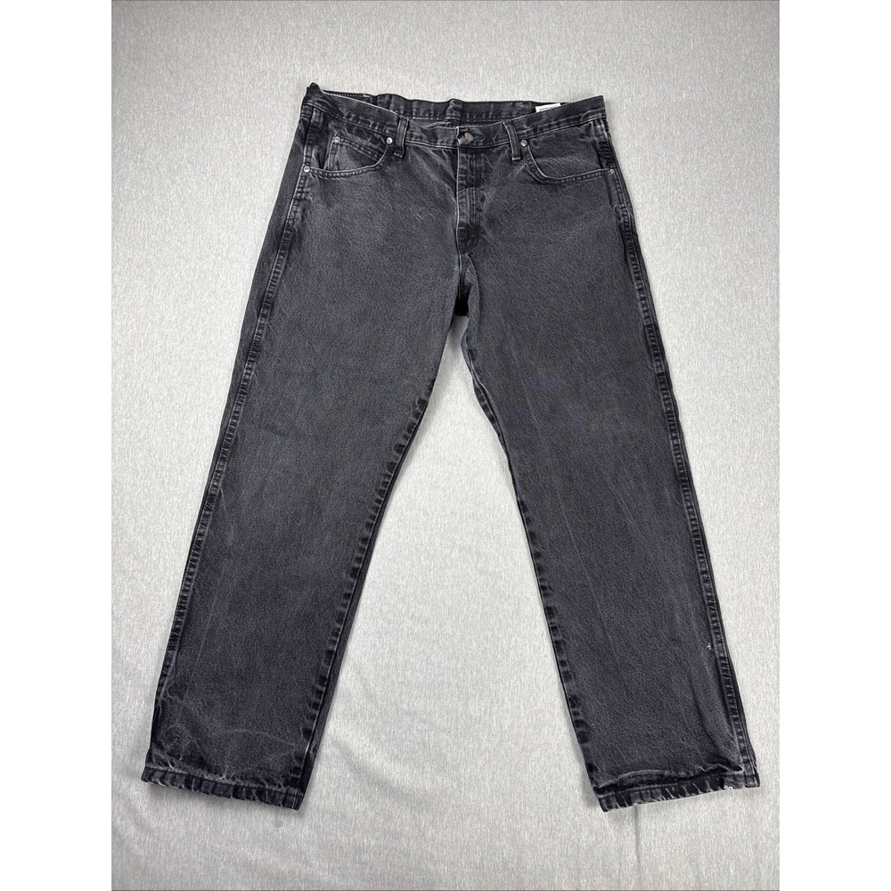 Wrangler Rugged Wear Straight Leg Black Denim Jeans Pants Mens Size 38x30 - Picture 3 of 16